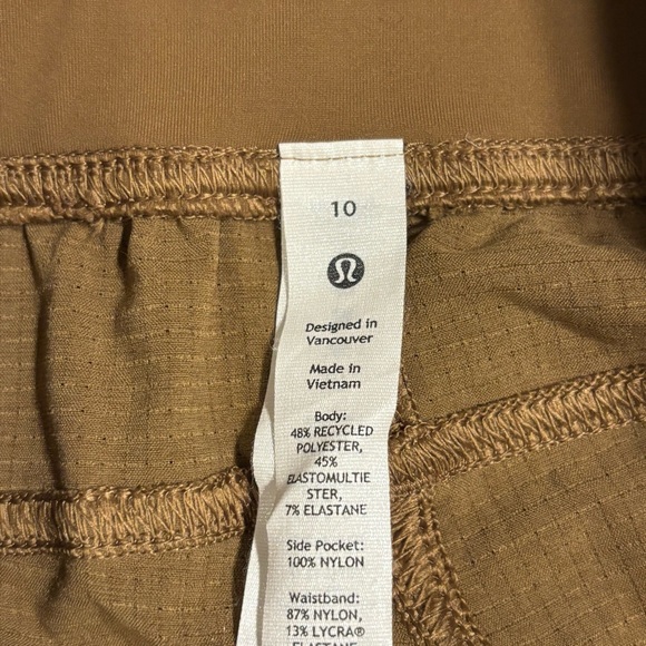 Lululemon Multi-Pocket Cargo High-Rise Hiking Shorts 4” Wmns Sz 10 Brown Orange - Picture 4 of 7